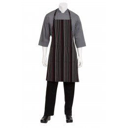 Chef Works A550BWR0 Black, White and Red Striped Bib Apron