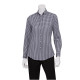 Chef Works W500BWKXS Women's Gingham Dress Shirt Dark Navy XS